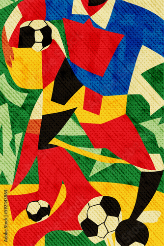 Soccer Player - "Dive into a colorful world with this illustration collection inspired by iconic paper-cutting art, challenging the creative possibilities of paper and scissors."