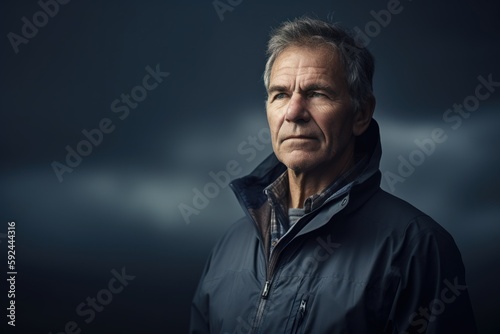 Portrait of a senior man in winter jacket looking at camera. © Robert MEYNER