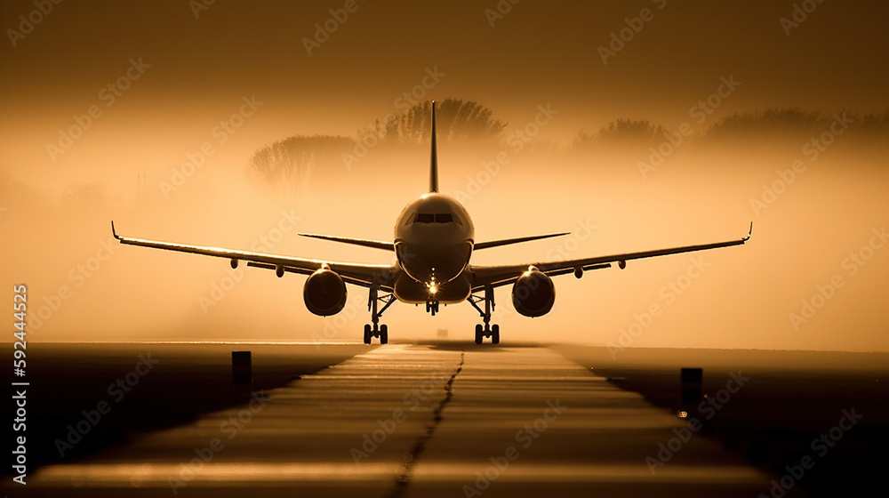 Image of a plane landing on the runway. Image of a plane landing on the runway.