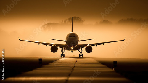 Image of a plane landing on the runway.