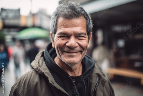 Portrait of a senior man smiling at the camera in the city © Robert MEYNER