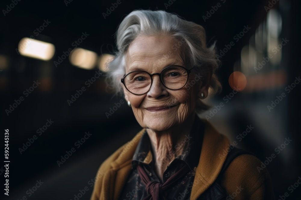 portrait of smiling senior woman in eyeglasses looking at camera portrait of smiling senior woman in eyeglasses looking at camera