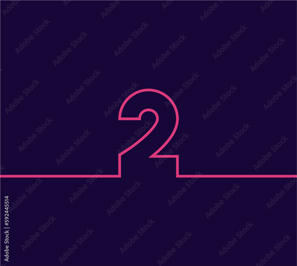 vector design line number 2 two with sticking out to 2 sides. in pink on a dark blue background vector design line number 2 two with sticking out to 2 sides. in pink on a dark blue background