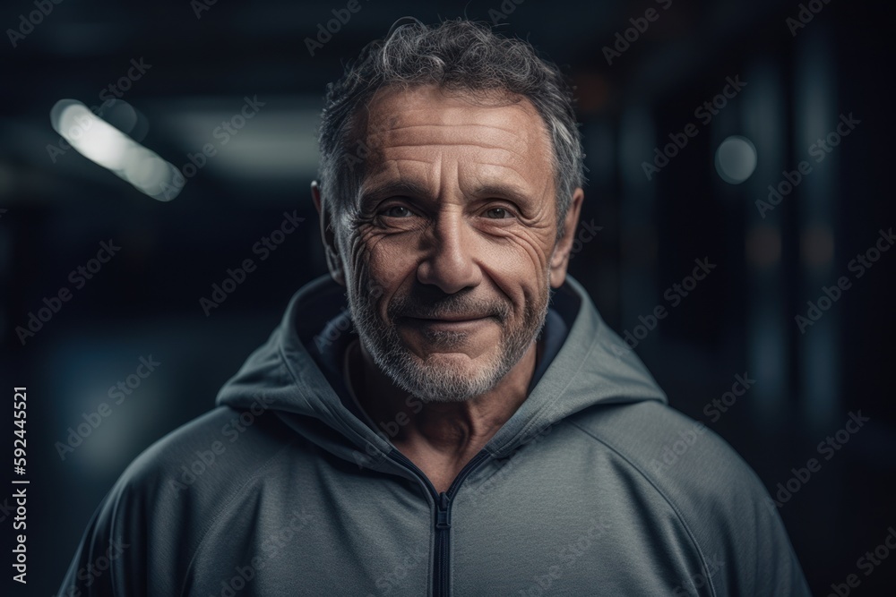 Portrait of smiling senior man in sportswear looking at camera