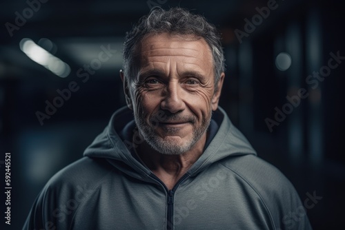Portrait of smiling senior man in sportswear looking at camera