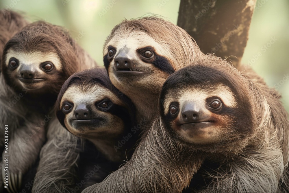 a group of sloths are shown in this image with a caption that reads