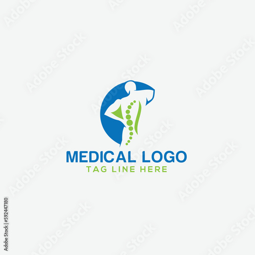 Chiropractic center vector logo with alternative colors and business card template
