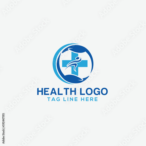 Pharmacy Cross Logo Design Linear. Medical Clinic Healthcare  © Arman