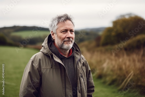 Portrait of a senior man with grey hair and beard in the countryside. © Robert MEYNER