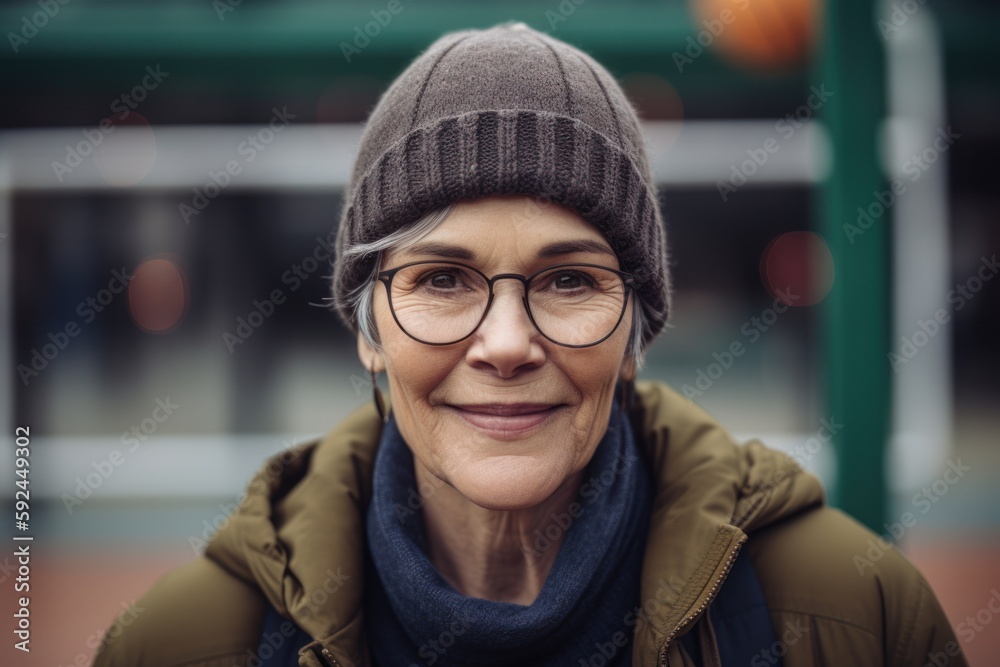 Portrait of smiling senior woman with eyeglasses in the city Portrait of smiling senior woman with eyeglasses in the city