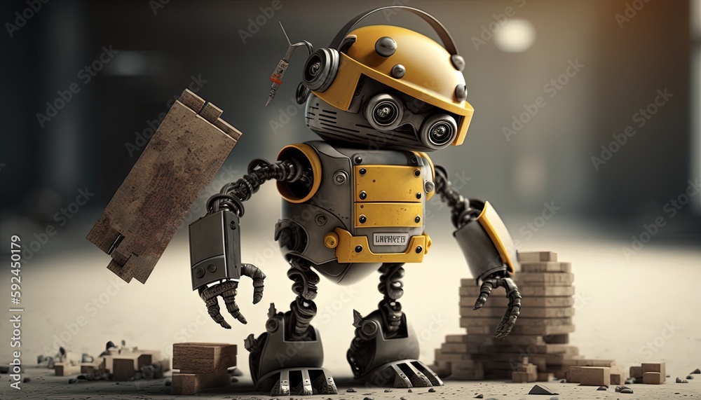 cute construction robot by ai generative