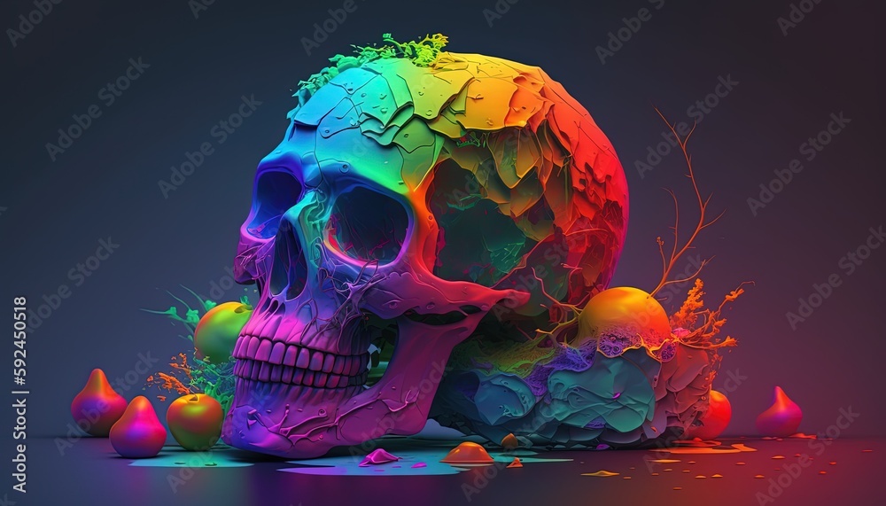 colorful skull by ai generative colorful skull by ai generative