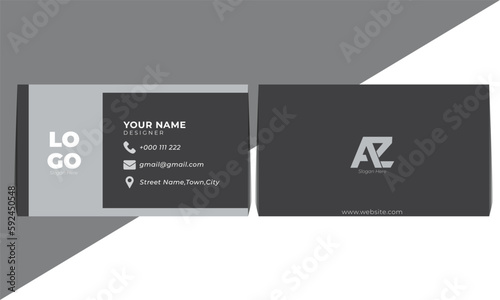 Modern Card Design, white and gray color, minimalist design, template, Both sided card