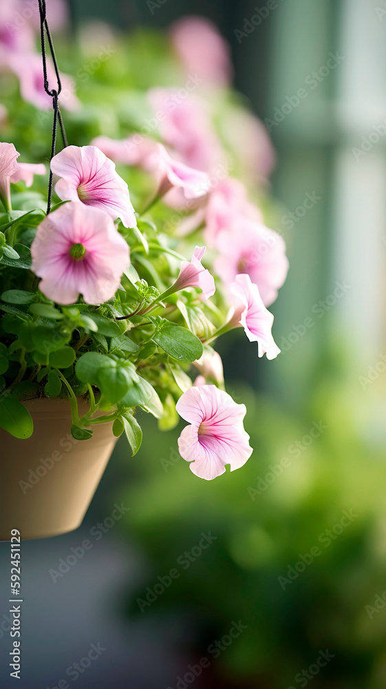 custom made wallpaper toronto digitalSmall soft pink petunias hanging from the eaves.