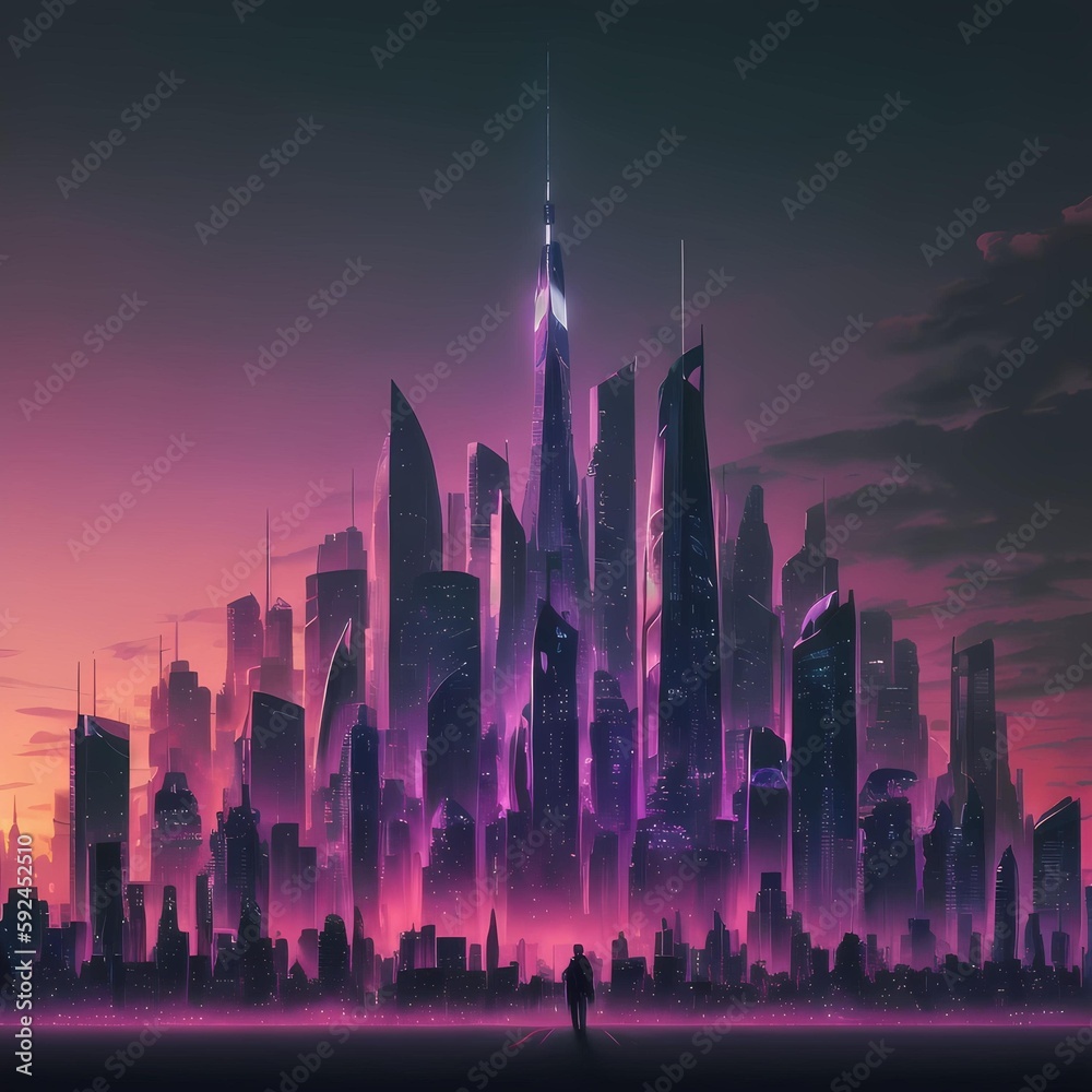Generative AI, futuristic metropolis skyline