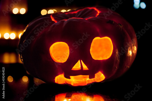 Jack O'Lantern lit for Halloween