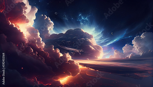 Splendid background cloudscape above the earths atmosphere. AI generated