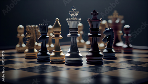 The world of chess and business realistic isolated. AI © ArtStage