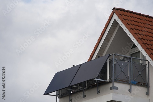Leinwand Poster Solar modules as a balcony power plant