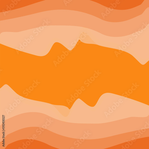 Abstract rectangular frame with top and bottom pattern of wavy lines in trendy autumn orange shades.