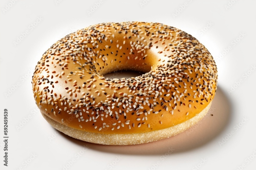 A bagel on a white background. AI