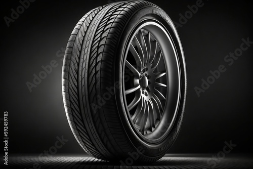 A car tire on a white background. AI