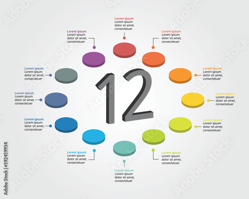 circle template for infographic for presentation for 12 element