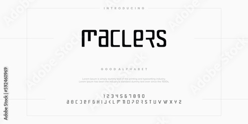 Modern abstract digital alphabet font. Minimal technology typography, Creative urban sport fashion futuristic font and with numbers. vector illustration