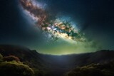 A scene featuring the Milky Way galaxy. View of the Milky Way galaxy, the Earth, and the Aurora from space. This image's components were provided by NASA. Generative AI