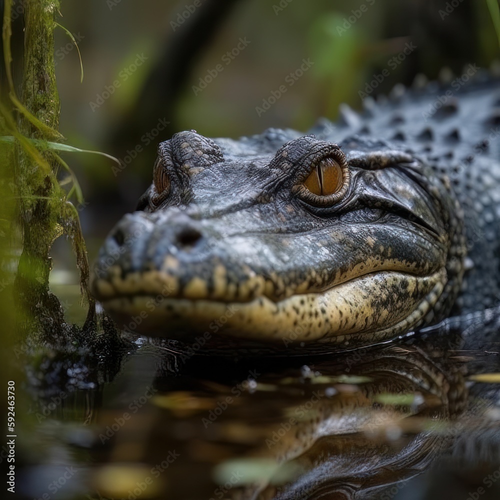 Florida alligator in the Everglades. Generative AI Florida alligator in the Everglades. Generative AI