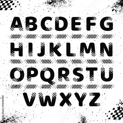 Race checkered flag alphabet black
