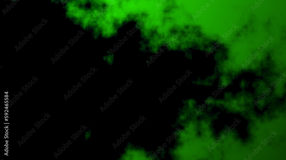 Illustration of a black background with abstract glowing green smoke Illustration of a black background with abstract glowing green smoke