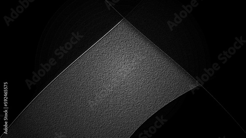 Illustration of a black background with a 3D curved metallic shape photo