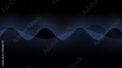 Illustration of a blue black background with interlacing wavy lines with effects