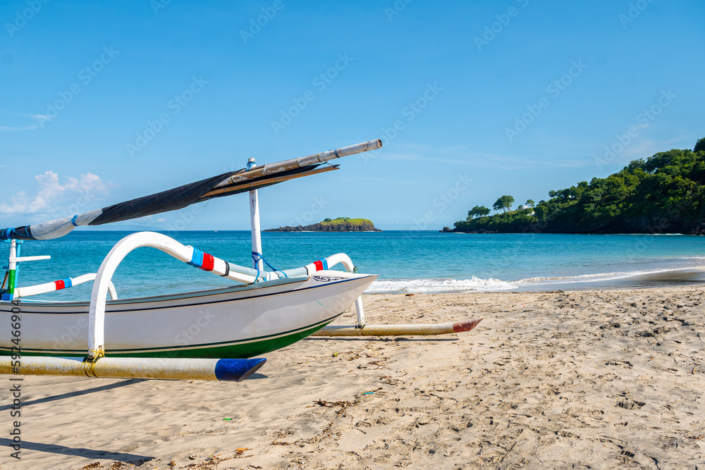 traditional fishing boat of indonesia, called jukung