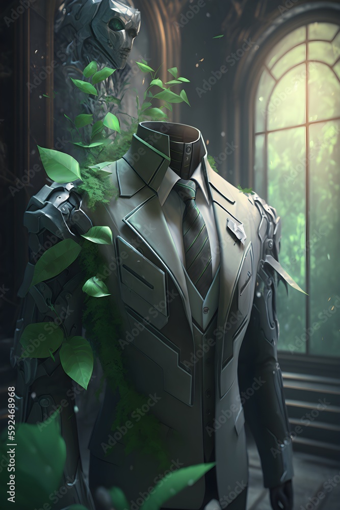 ultrarealistic picture of a futuristic business suit design in an ...