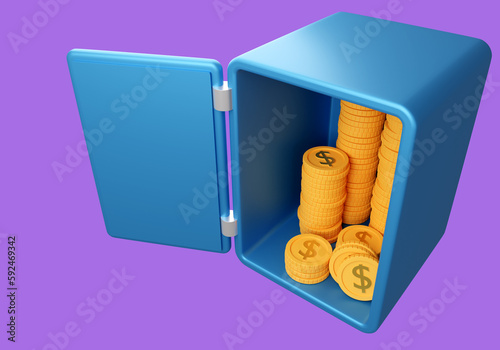Safebox with money. Safebox...