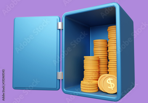 Golden coins. Bank vault. C...