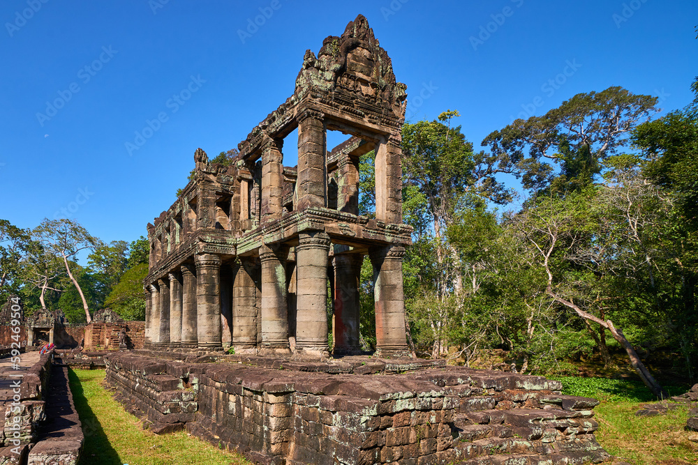 Naklejka premium Ancient of Prasat Preah Khan temple at Angkor Wat complex, Angkor Wat Archaeological Park in Siem Reap, Cambodia UNESCO World Heritage Site