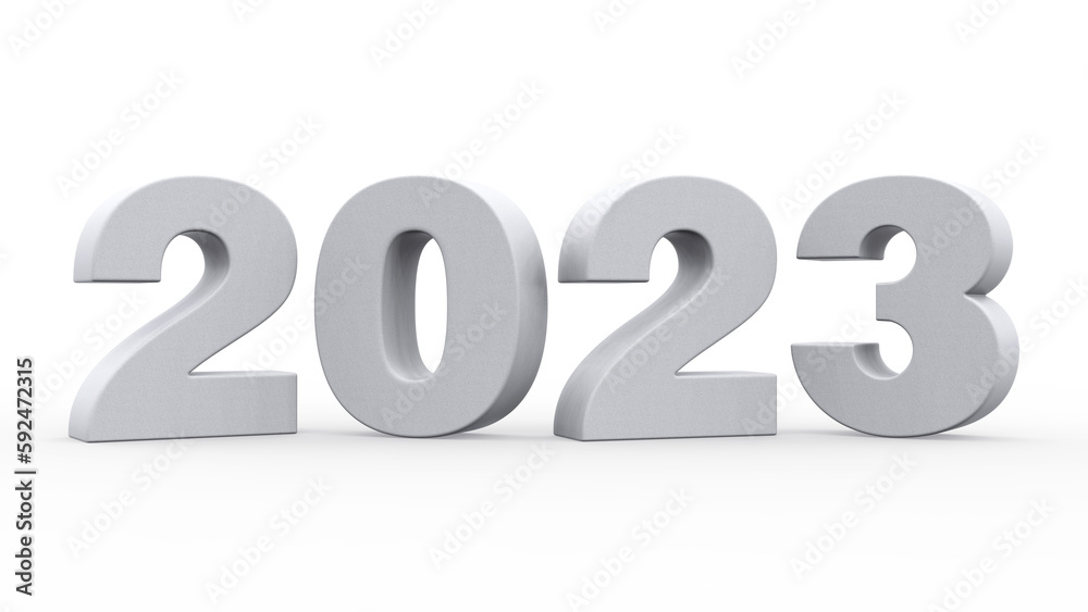 New Year 2023 White and Grey 3d Lettering Isolated White Background 3d Rendering New Year 2023 White and Grey 3d Lettering Isolated White Background 3d Rendering