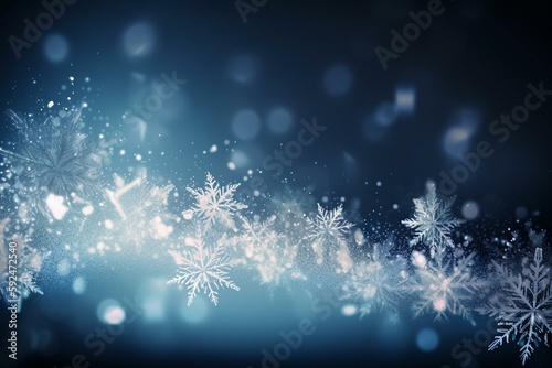 Elegant Christmas Background with Icy Snowflake. Seasonal Banner with copy-space. Generative AI