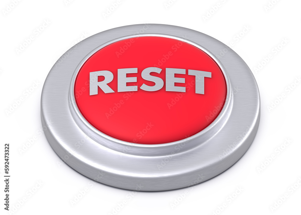 3D illustration reset button isolated white background 3D illustration reset button isolated white background
