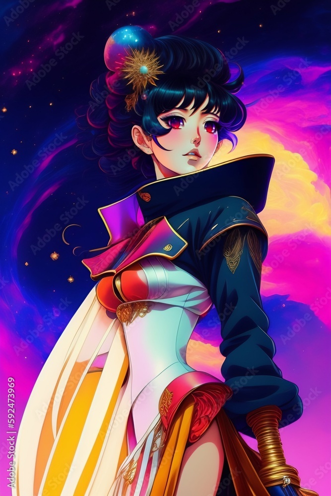 Surreal sci-fi anime cyborg limited edition 4/10 different characters Peach  Haired Waifu Art Print by Magical Arts Realm - Fy