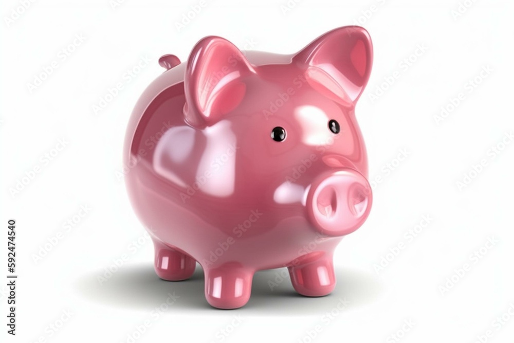 Pink piggy bank isolated on transparent background. Generative AI