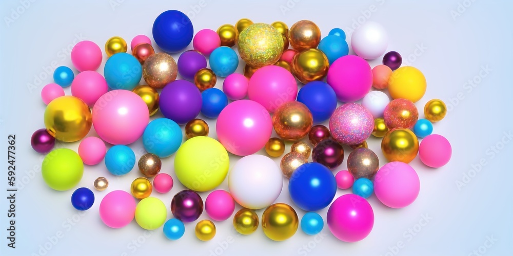 3D render, gold and pink blue balls, round, white background, generative ai, generative, ai 3D render, gold and pink blue balls, round, white background, generative ai, generative, ai