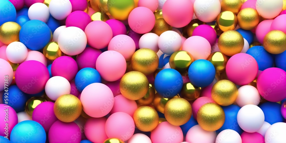 3D render, gold and pink blue balls, round, white background, generative ai, generative, ai 3D render, gold and pink blue balls, round, white background, generative ai, generative, ai