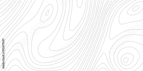Dotted wavy lines background. Abstract wave stripes texture. Warped and curved dashed lines wallpaper. Vector minimalistic map design template