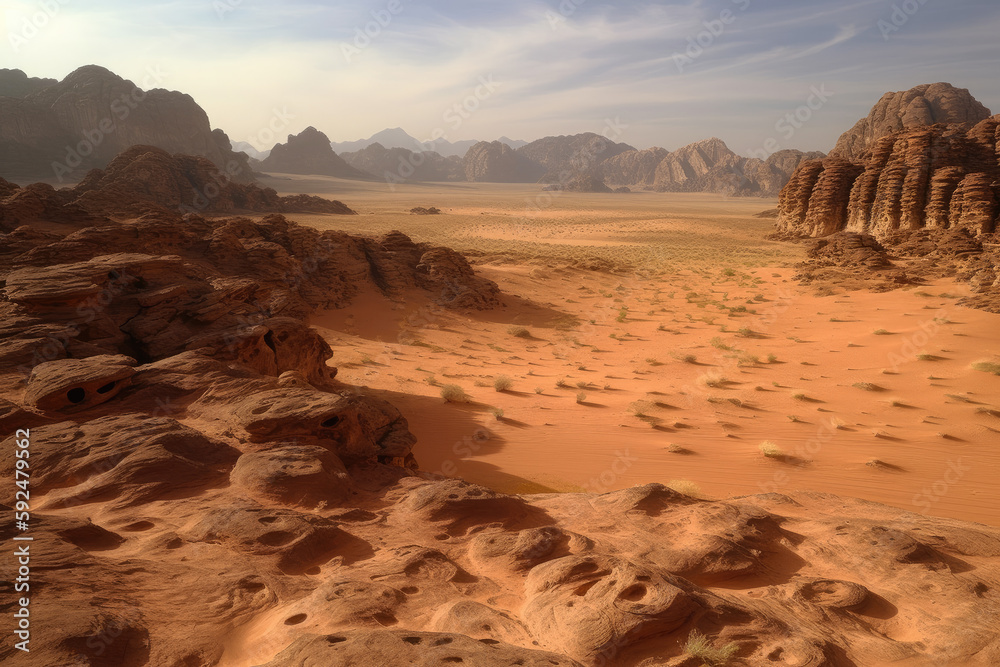 sunset in the desert created with Generative AI technology