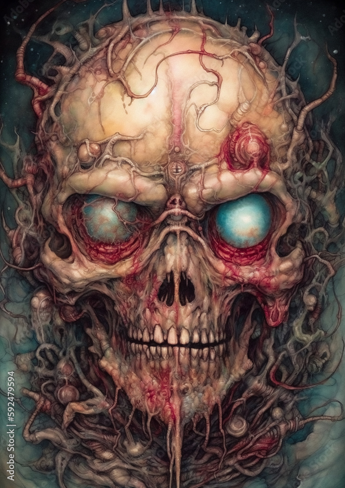 Illustration of a Demon in a fictional scenery for frame. Scary character concept art Illustration of a Demon in a fictional scenery for frame. Scary character concept art