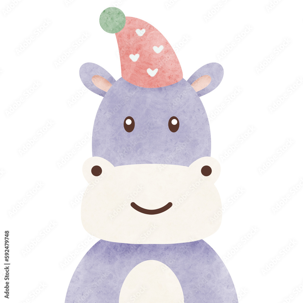 Naklejka premium watercolor birthday animal illustration